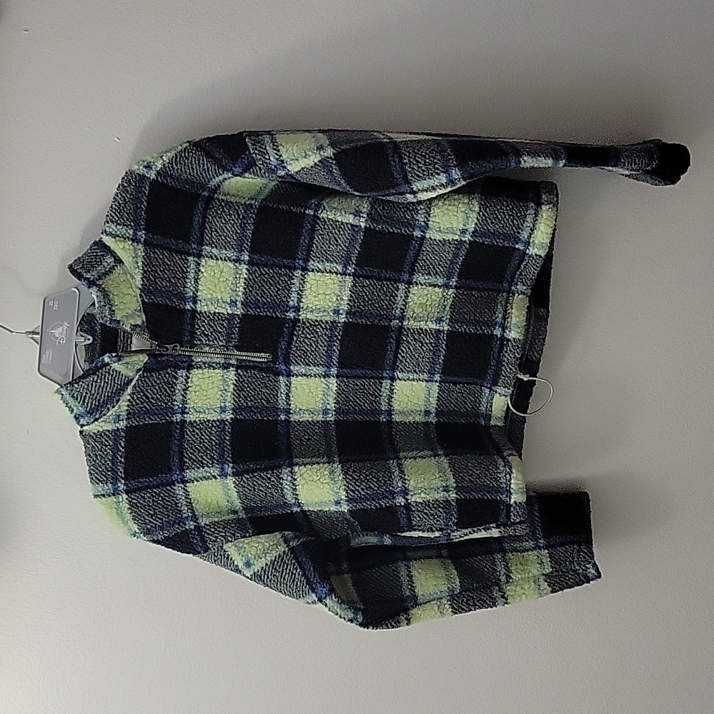 American Eagle Xs Womens Crop top Sweater navy and green squares.